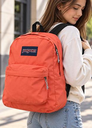 Городской рюкзак jansport superbreak 25 л — коралловый, легкий и вместительный