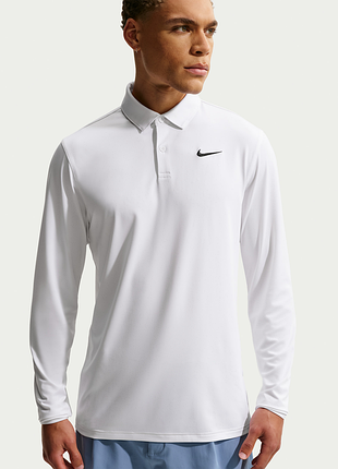Мужское, белое поло с длинным рукавом nike.