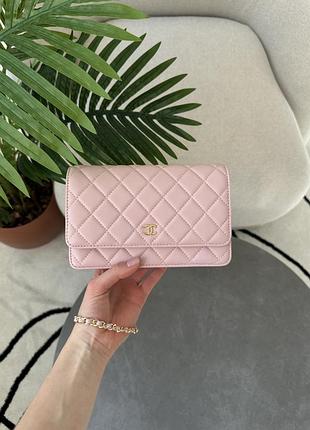 Сумка classic wallet on chain pink/gold