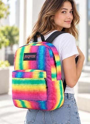 Городской рюкзак jansport superbreak 25 л радужный — легкий рюкзак для города, учебы и путешествий