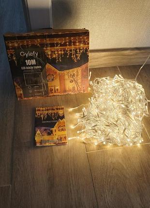 Світлодіодна гірлянда-бахрома gylefy 10m (400 led, тепле біле світло)