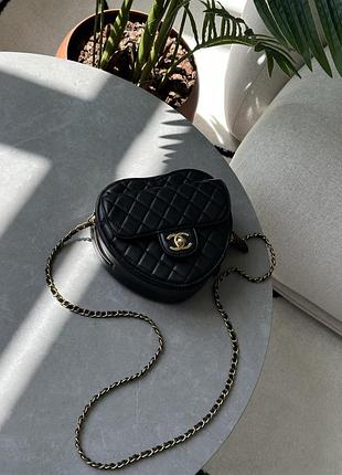 Сумка серце heart chain clutch bag black
