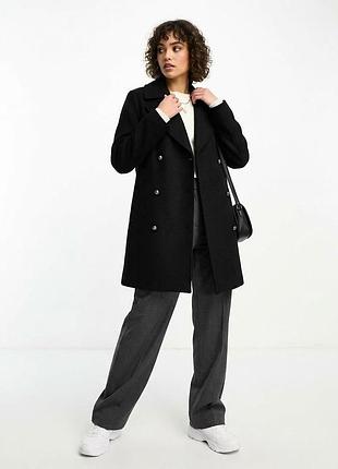 Женское черное двубортное пальто с шерстью h&m / eur 40 / m–l