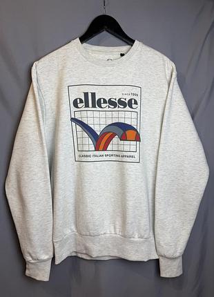 Оригінальний світшот ellesse classic italian sporting apparel crewneck у світло-сірому меланжевому кольорі.
