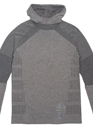 Сірий спортивний лонгслів/худі з капюшоном та технологією primeknit — adidas x undefeated men
