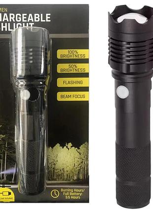 Аккумуляторный светодиодный фонарик schou 800 lm с фокусировкой луча, usb-c, 3 режима