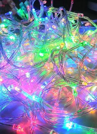 Гирлянда светодиодная новогодняя цветная 300 led 15 м | гирлянда электрическая| новорічна гірлянда|