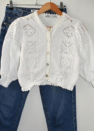 Zara стильний комбінований кардиган блуза