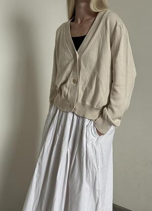 Жіночий кардиган max mara бежевий бавовняний розмір 42 (вільний фасон на m-s)