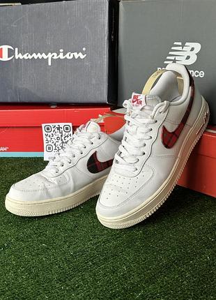 Кросівки чоловічі nike air force 1 '07 lv8 «tartan plaid» білі, розмір 44, шкіра