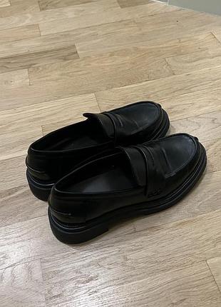 Лофери zara чорні еко шкіра