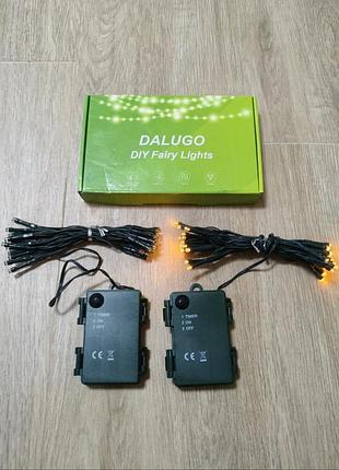Светодиодная гирлянда на батарейках dalugo diy fairy lights 3 м (30 led, 10 см между диодами) - комплект 2 шт., теплый белый свет