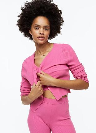 Комплект трикотажна в рубчик рожевого кольору h&amp;m