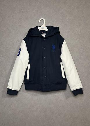 U.s. polo assn демисезонная куртка бомбер с капюшоном