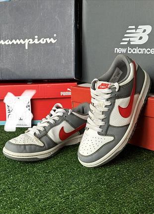 Кросівки nike dunk low next nature сірий/білий/червоний, розмір 36,5, довжина устілки 24 см