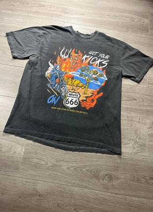 Крутая мужская мото футболка с черепами route 666 comfort colors harley