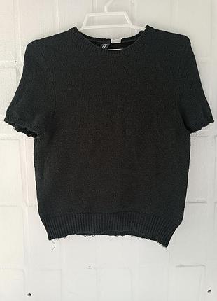 Черная женская кофточка с коротким рукавом хорошего качества h&amp;m