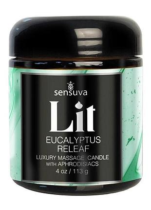 Массажная свеча sensuva lit eucalyptus releaf luxury massage candle 113г