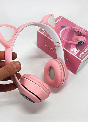 Беспроводные наушники с кошачьими ушками и rgb подсветкой cat vzv 23m. цвет: розовый uq-47