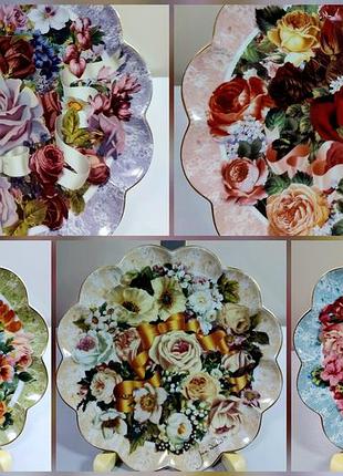 Декоративні тарілки «rhapsody of roses», franklin mint heirloom, дизайн  judith winslow