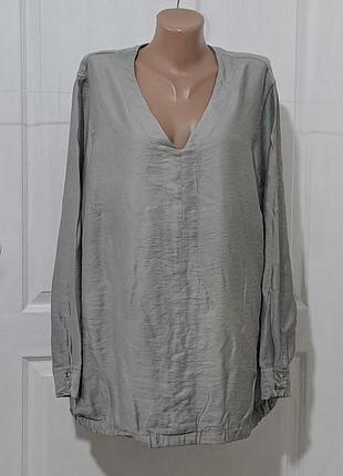 Оригинальный женский блуза рубашка canda premium размер 58-60 батал шелковистая блузка из серебристо-серая