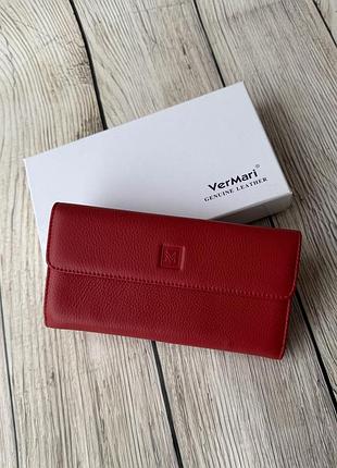 Жіночий шкіряний червоний гаманець vermari