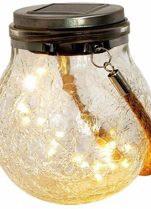 Декоративна кришталева скляна led-сушарка для тераси/ садовий ліхтар на сонячній батареї solar glass light 10500