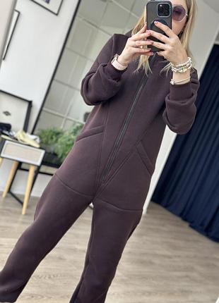 Комбінезон флісовий «клапан» 2xl/3xl 52/54 коричневого кольору