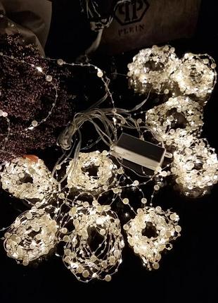Гірлянда-штора «роса» з перлинами 537 led, 3×3 м, теплий білий