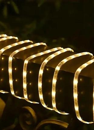 Гирлянда led на солнечной батарее 10 м, 20 ламп, теплый белый, уличная для сада