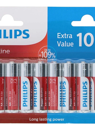 Батарейки philips power alkaline lr6 aa 1.5v 20 шт