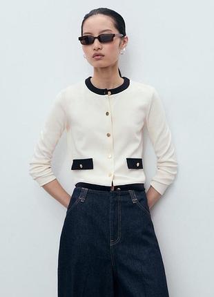 Кардиган молочний mango , old money, стан новий , розмір s