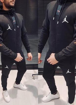 Спортивный костюм мужской на флисе черный nike air jordan