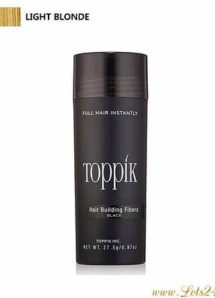 Пудра для волосся toppik hair fibers кератинова пудра для об'єму кератиновый камуфляж лисини light blonde світлий блонд