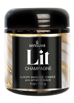 Масажна свічка sensuva lit champagne massage candle 113г