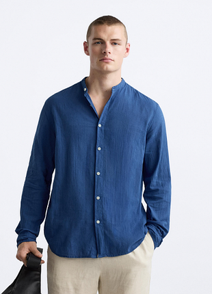 Сорочка zara жатий ефект 6103/401 electric blue