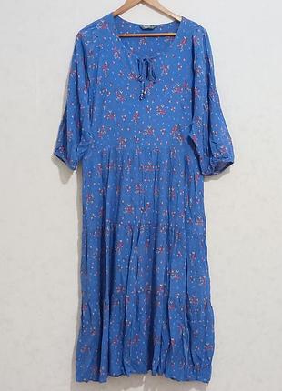 Плаття жіноче ярусне, довге, рукав 3/4, бохо. uk.16, укр. 50-52
