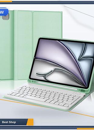 Чехол с клавиатурой для ipad air 11 sengbirch светло-зелёный съемная bluetooth клавиатура uk qwerty стилус