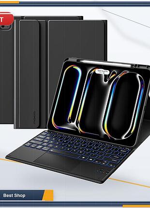 Чохол-клавіатура moko для ipad pro 13" (m4, 2024) з тачпадом, підсвіткою, тримачем для pencil, qwerty, чорний