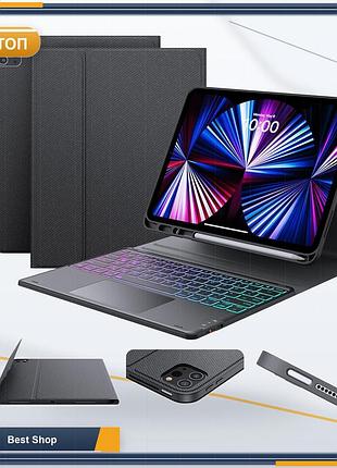 Чохол клавіатура з трекпадом earto чорний для ipad air 13 та ipad pro 12.9 bluetooth qwertz rgb 3-зонна підсвітка