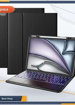 Чохол-клавіатура з тачпадом для ipad air 13" m4/m3/m2 та pro 12.9" (3/4/5/6 gen), qwertz, підсвітка, чорний