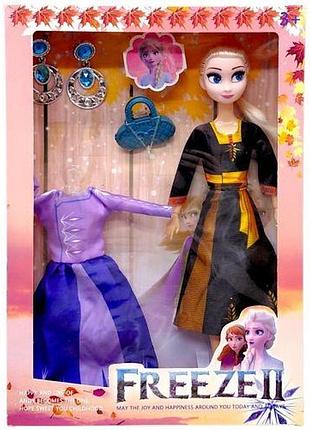 Лялька "frozen: ельза", 29 см, шарнірні суглоби, аксесуари, в коробці (чорний-бузковий)