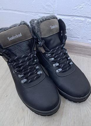 Мужские зимние кожаные ботинки timberland на меху, р. 40