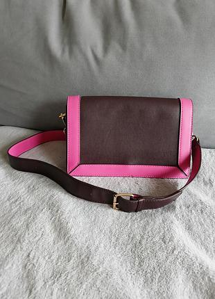 Крос-боді для жінок cropp шоколад/малина 25*16 екошкіра