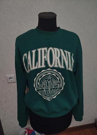 Світшот жіночий h&m зелений з принтом california, розмір s