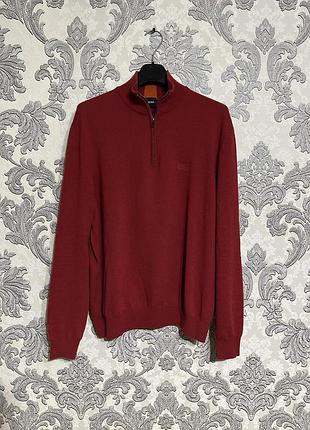 Hugo boss 1/4 зіп світер 100% virgin wool чоловічий розмір хл мужской свитер кофта хуго бос