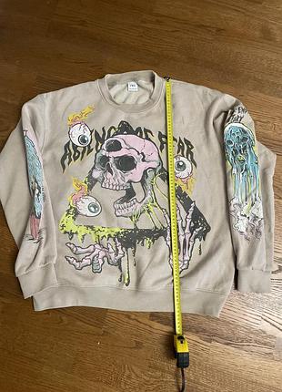 Крутий світшот zara з черепом на хелловін (halloween style) — розмір xl