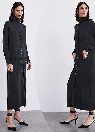 Довга жіноча сукня zara чорна з довгим рукавом