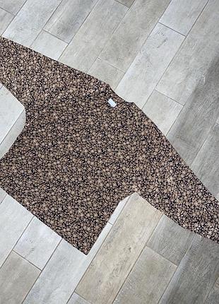 Винтажная коричневая блузка,цветочный принт(011)