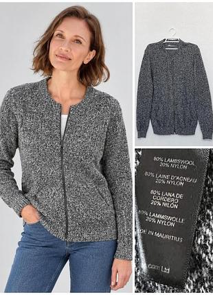 Теплый шерстяной кардиган на молнии asos grey marl zipped cardigan, p. s/m